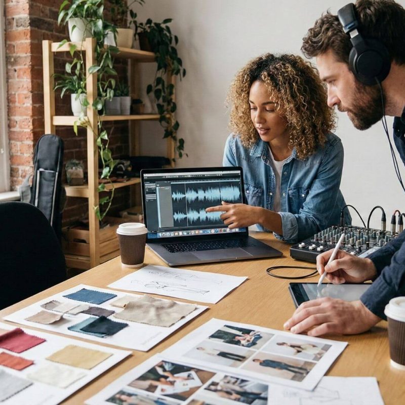 designer and sound engineer working